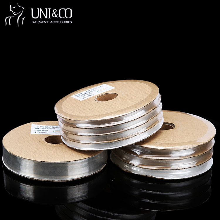 Eco-Friendly high tenacity transparent underwear bands clear mobilon tpu elastic tape